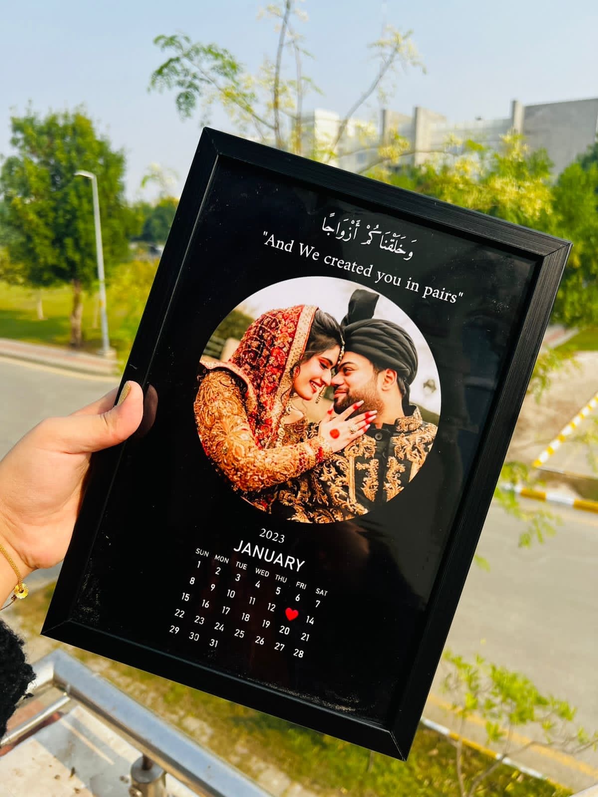 Customised Calender Photo Frame Black Background