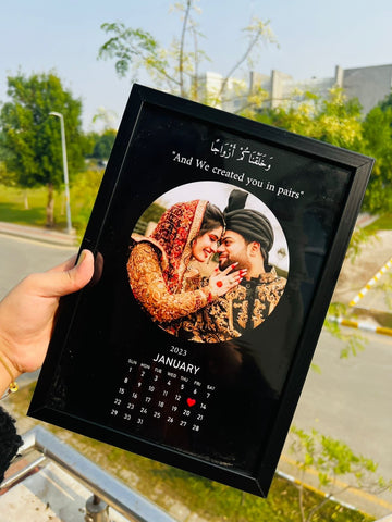 Customised Calender Photo Frame Black Background