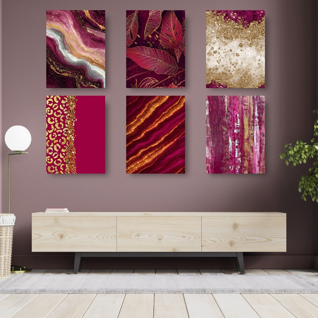 Shoking Pink  & Gold Theme Set of 6